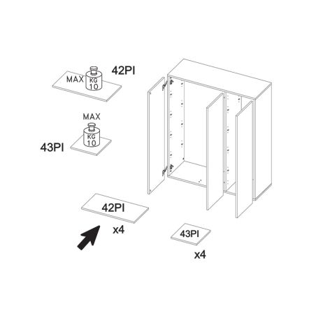 copy ofArmoire a chaussures 2 portes JERRY en blanc brillant hauteur 116 cm