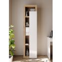 Armoire bibliothèque BURGA en blanc brillant et décor chêne cadiz