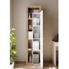 Armoire bibliothèque BURGA en blanc brillant et décor chêne cadiz