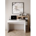 Bureau BURGA en blanc brillant et décor chêne cadiz