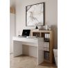 Bureau BURGA en blanc brillant et décor chêne cadiz