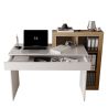 Bureau BURGA en blanc brillant et décor chêne cadiz