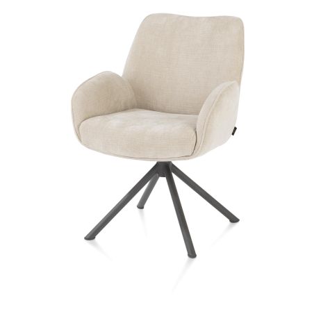 Riley, chaise à accoudoirs - piétement graphite 4 pieds - pivotante - confort ressorts - tissu Cadiz - Henders and Hazel