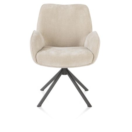 Riley, chaise à accoudoirs - piétement graphite 4 pieds - pivotante - confort ressorts - tissu Cadiz - Henders and Hazel
