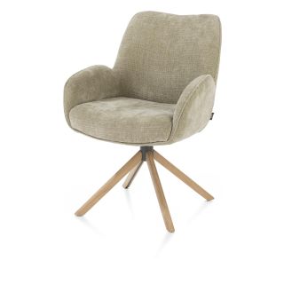 Riley, chaise à accoudoirs - piétement bois chêne naturel - pivotante -confort ressorts-tissu Cadiz - Henders and Hazel