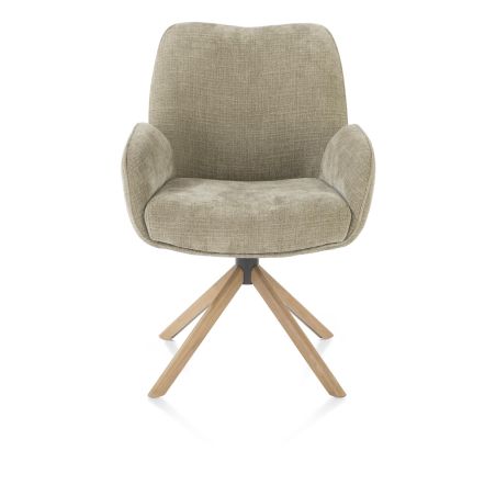 Riley, chaise à accoudoirs - piétement bois chêne naturel - pivotante -confort ressorts-tissu Cadiz - Henders and Hazel