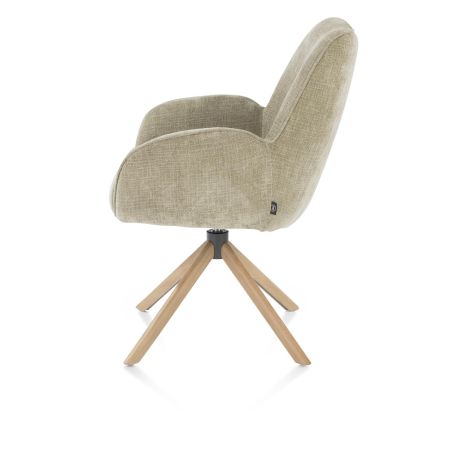 Riley, chaise à accoudoirs - piétement bois chêne naturel - pivotante -confort ressorts-tissu Cadiz - Henders and Hazel