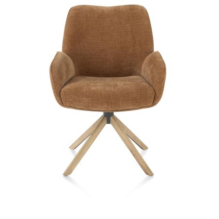 Riley, chaise à accoudoirs - piétement bois chêne naturel - pivotante -confort ressorts-tissu Cadiz - Henders and Hazel