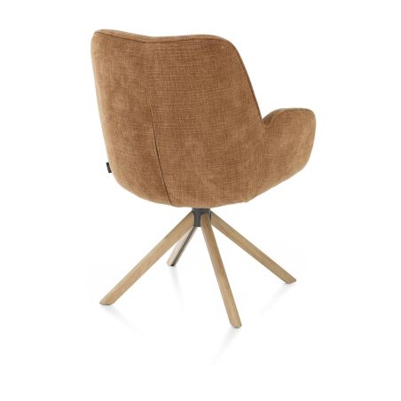 Riley, chaise à accoudoirs - piétement bois chêne naturel - pivotante -confort ressorts-tissu Cadiz - Henders and Hazel