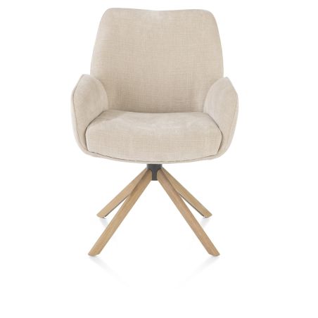 Riley, chaise à acc. -bois chêne naturel-avec function relax-pivotante-confort ressorts-tissu Cadiz - Henders and Hazel