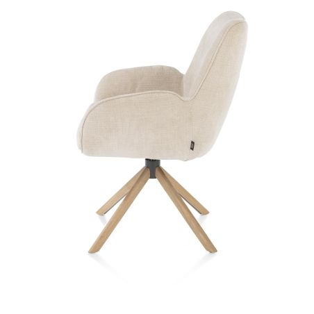 Riley, chaise à acc. -bois chêne naturel-avec function relax-pivotante-confort ressorts-tissu Cadiz - Henders and Hazel