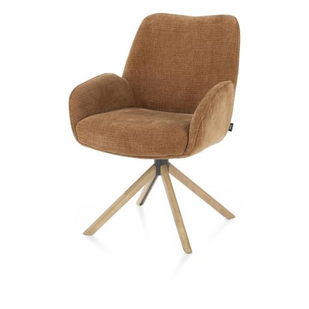 Riley, chaise à acc. -bois chêne naturel-avec function relax-pivotante-confort ressorts-tissu Cadiz - Henders and Hazel