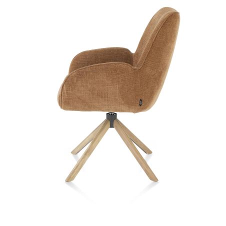 Riley, chaise à acc. -bois chêne naturel-avec function relax-pivotante-confort ressorts-tissu Cadiz - Henders and Hazel