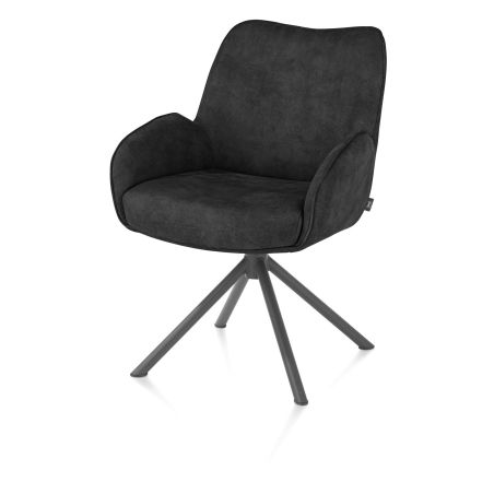 Riley, chaise à accoudoirs - piétement graphite 4 pieds - confort ressorts - tissu Taurus - Henders and Hazel