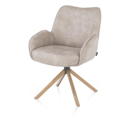 Riley, chaise à accoudoirs - piétement bois chêne naturel - pivotante - confort ressorts - Taurus - Henders and Hazel