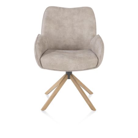 Riley, chaise à accoudoirs - piétement bois chêne naturel - pivotante - confort ressorts - Taurus - Henders and Hazel