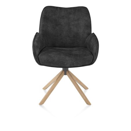 Riley, chaise à accoudoirs - piétement bois chêne naturel - pivotante - confort ressorts - Taurus - Henders and Hazel