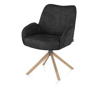 Riley, chaise à acc. -bois chêne naturel-avec function relax-pivotante-confort ressorts-tissu Taurus - Henders and Hazel