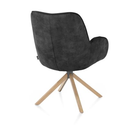 Riley, chaise à acc. -bois chêne naturel-avec function relax-pivotante-confort ressorts-tissu Taurus - Henders and Hazel