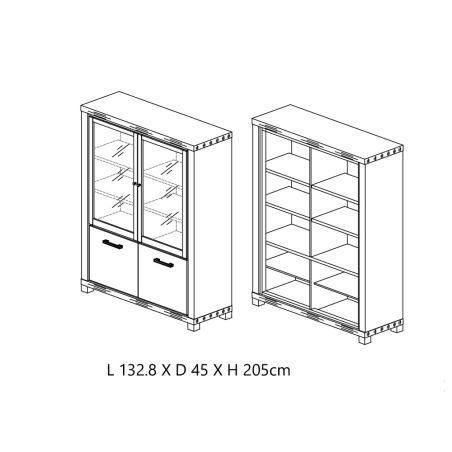 Salle à manger complète CONSTANCE avec table 190 cm et vitrine avec led