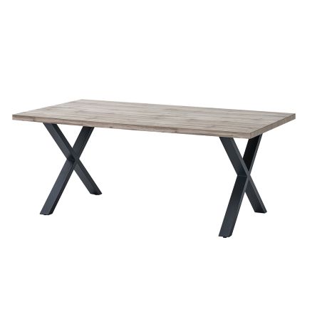 Salle à manger complète CONSTANCE avec table 190 cm et vitrine avec led