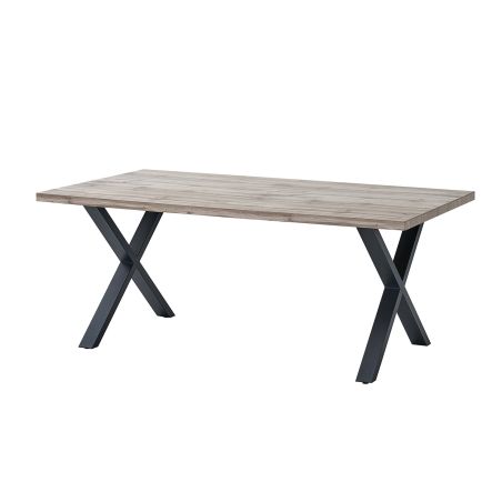 Table de repas CONSTANCE en 190 cm ou 220 cm avec pieds X en métal
