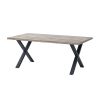 Table de repas CONSTANCE en 190 cm ou 220 cm avec pieds X en métal