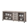 Salle à manger complète CONSTANCE avec table 190 cm et buffet haut avec led