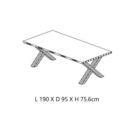 Salle à manger complète CONSTANCE avec table 190 cm et buffet haut avec led