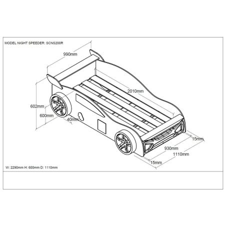 Lit voiture Night Speeder rouge 90x200 cm 