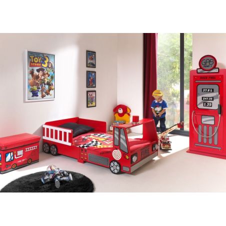 Lit design camion de pompiers rouge 70x140 cm 