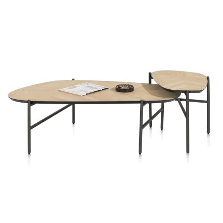 Hendrik, ensemble de 2 tables basse 63 x 120 / 62 x 44 cm. - fishbone