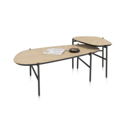 Hendrik, ensemble de 2 tables basse 63 x 120 / 62 x 44 cm. - fishbone