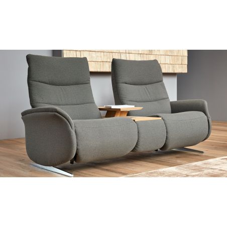 Canapé 2 places 198 cm en tissu CUMULY COMFORT 4051 avec 2 relax électriques et table intermédiaire de la marque HIMOLLA