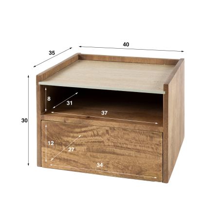 copy ofChevet suspendu NERON en bois de manguier avec 1 tiroir