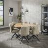 Table triangle MERLIN 135 cm en acacia massif avec pied central en métal