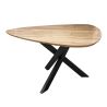 Table triangle MERLIN 135 cm en acacia massif avec pied central en métal