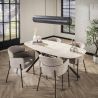 Table ovale SILAS 180 cm en céramique travertin avec piètement en métal