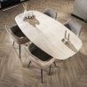 Table ovale SILAS 180 cm en céramique travertin avec piètement en métal