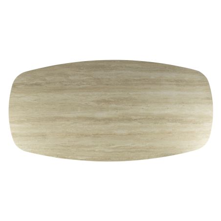 Table ovale SILAS 180 cm en céramique 3D travertin avec piètement en métal