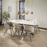 Table ovale SILAS 215 cm en céramique 3D travertin avec piètement en métal
