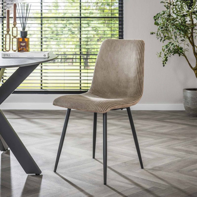 Chaise RICARDO en tissu rib cotelé - proposée en 2 coloris