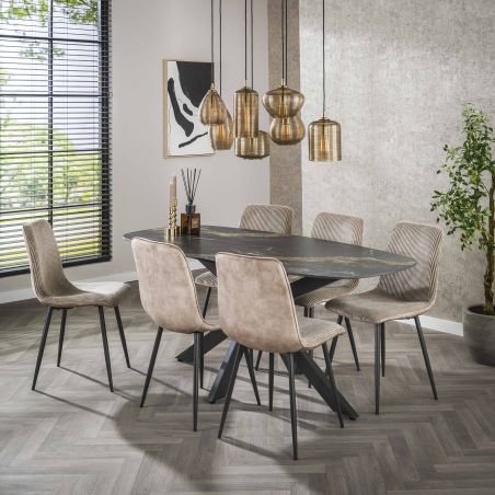Chaise RICARDO en tissu rib cotelé - proposée en 2 coloris