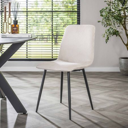 Chaise RICARDO en tissu rib cotelé - proposée en 2 coloris
