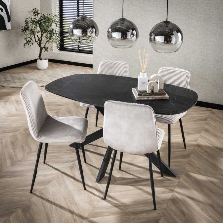 Chaise RICARDO en tissu rib cotelé - proposée en 2 coloris