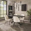 Table ovale 180 cm HERMAN en décor céramique avec pied central en métal
