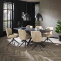 Table ovale 215 cm HERMAN en décor céramique avec pied central en métal