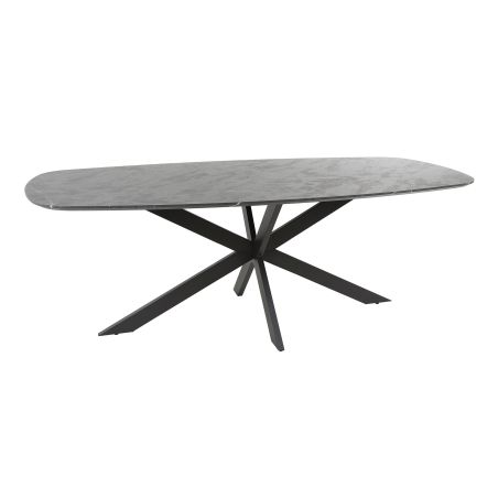 Table ovale 215 cm HERMAN en décor céramique avec pied central en métal