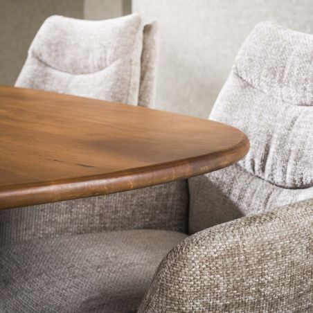 Table ovale 180 cm CLIFFORD en bois de manguier massif avec pied central en métal