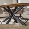 Table ovale 180 cm CLIFFORD en bois de manguier massif avec pied central en métal